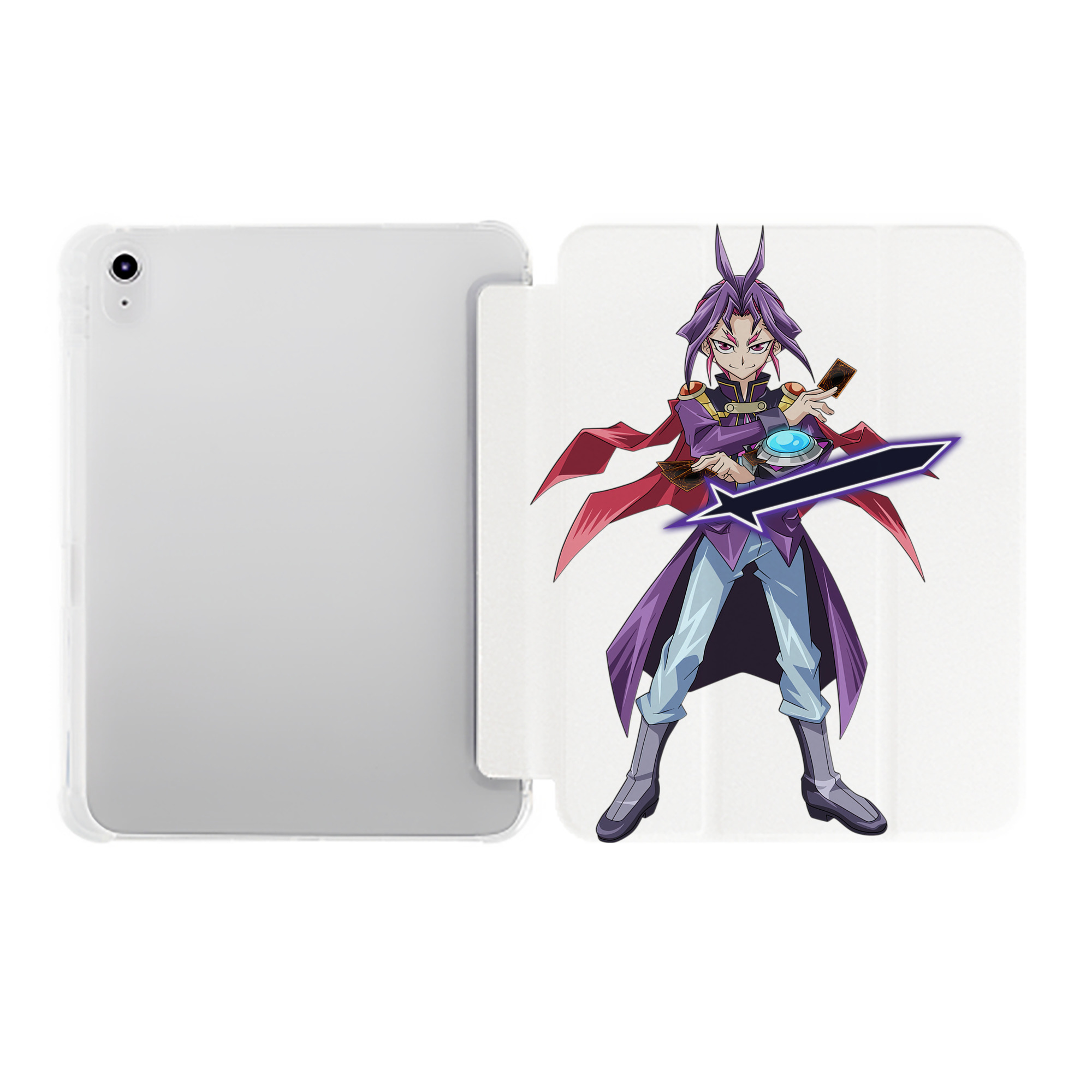 （画像用） 遊☆戯☆王 Yu-Gi-Oh! IPad ケース ペン収納付き 三つ折りスタンド PUレザー×シリコン 対応機種9.5/10.5/10.9インチ